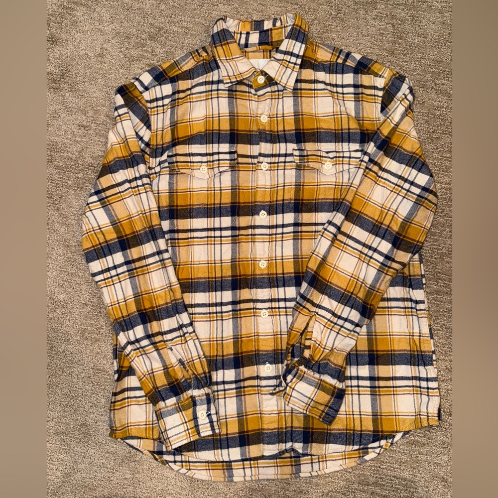 American Eagle Outfitters Yellow and Blue Plaid Shirt